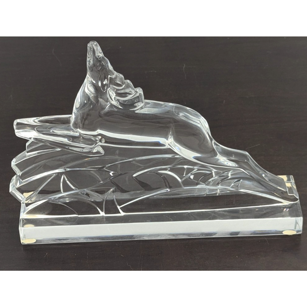Baccarat France Crystal Deer Ram Gazelle Sculpture Figurine Paperweight 6.25" H